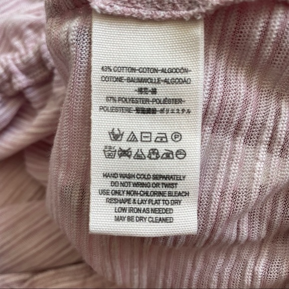 Free People Blouse Striped Top Cropped Pink M - Picture 8 of 13